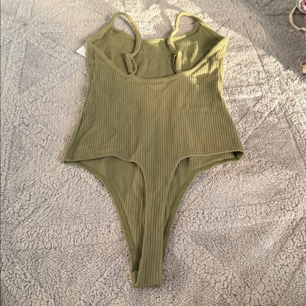 American Eagle Outfitters Sage Ribbed Bodysuit - Picture 2 of 3